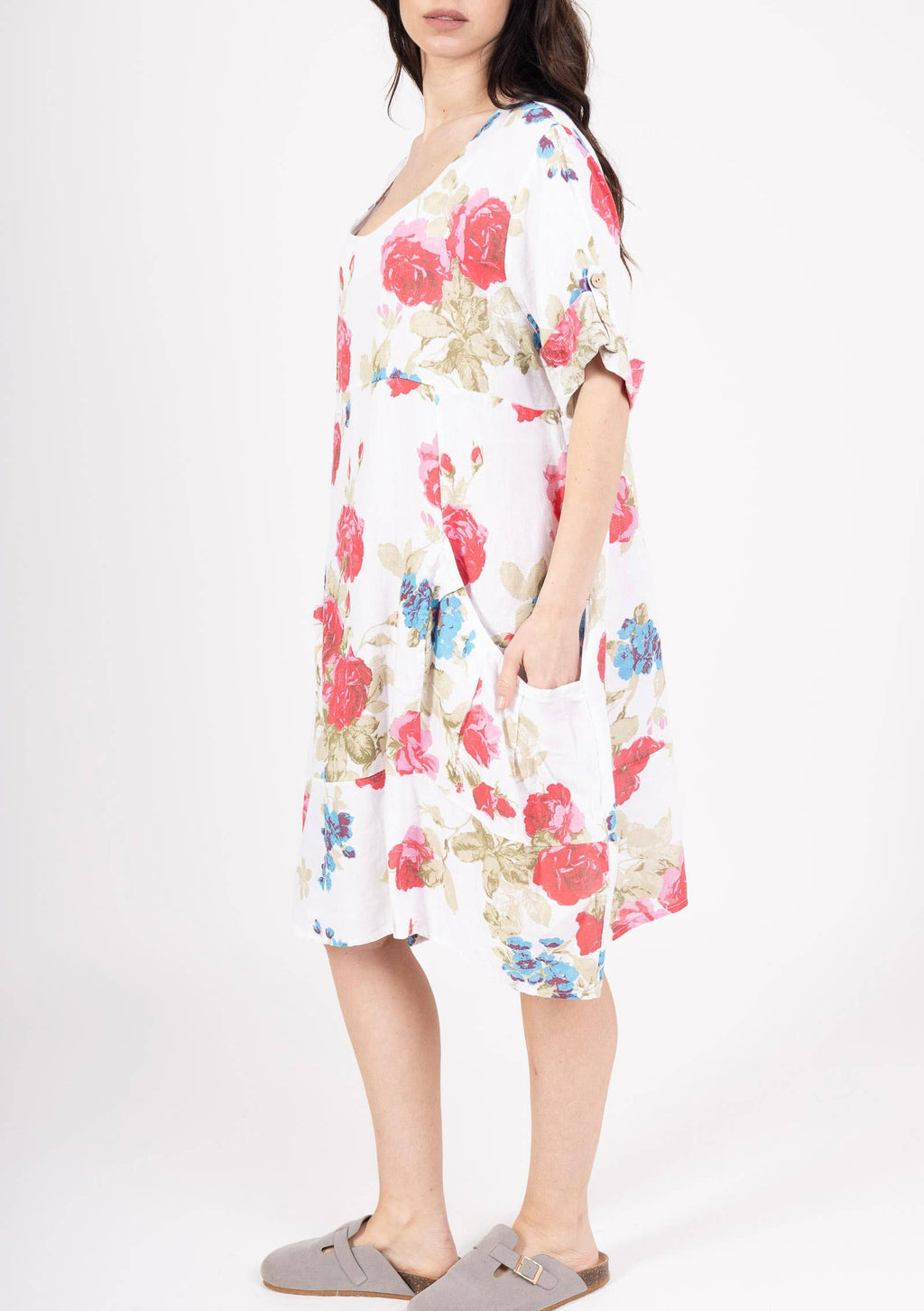 0423 Linen Floral Dress