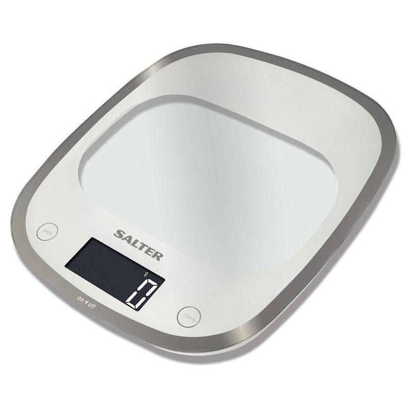 Electronic Digital Kitchen Scales, Curve Glass, White