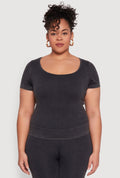 Plus Size Mineral Wash Scoop Neck Tee