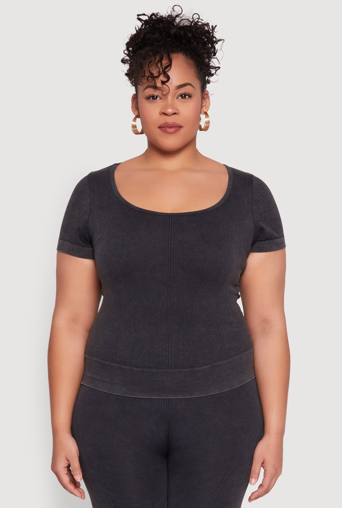 Plus Size Mineral Wash Scoop Neck Tee