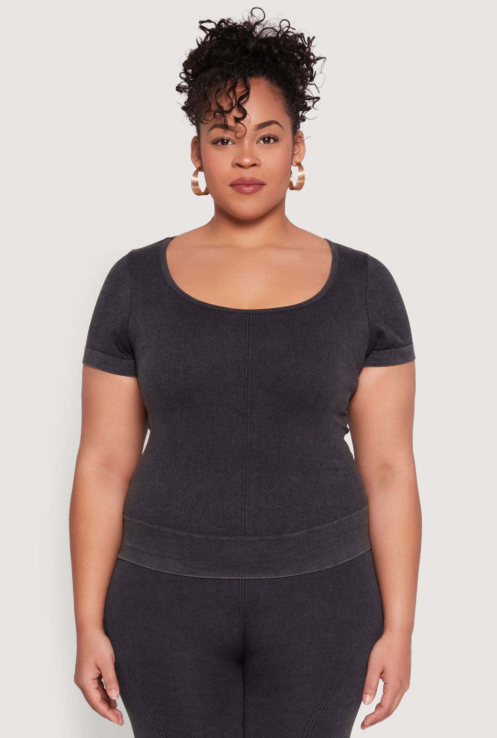 Plus Size Mineral Wash Scoop Neck Tee