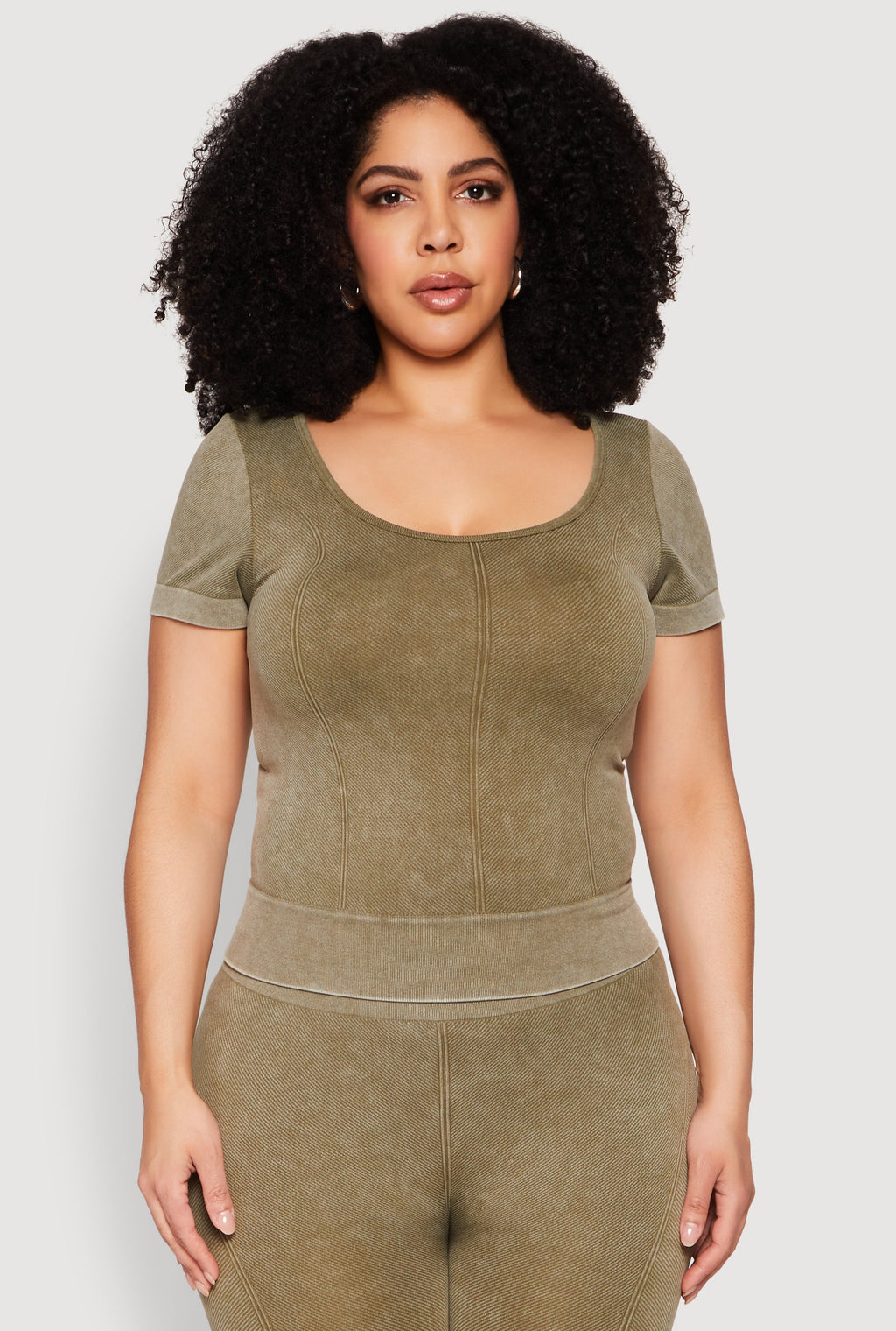 Plus Size Mineral Wash Scoop Neck Tee