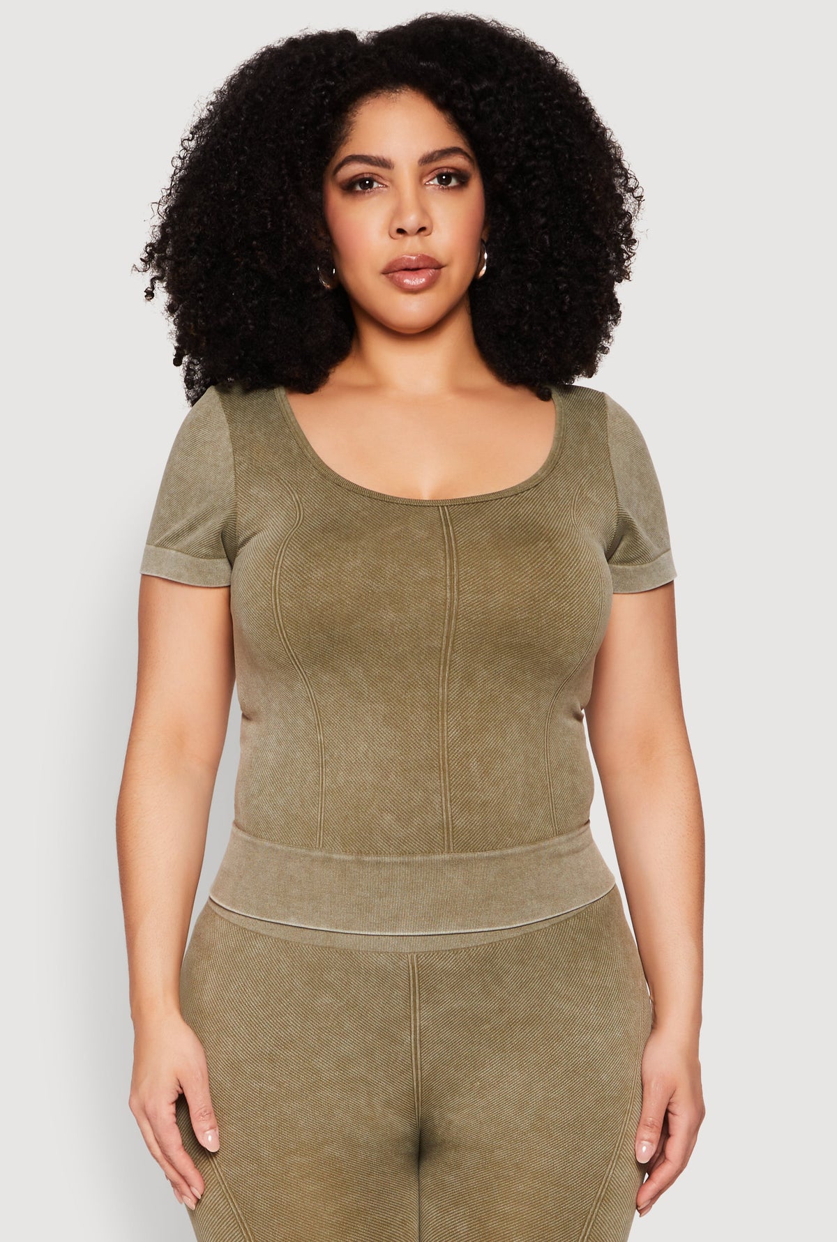 Plus Size Mineral Wash Scoop Neck Tee