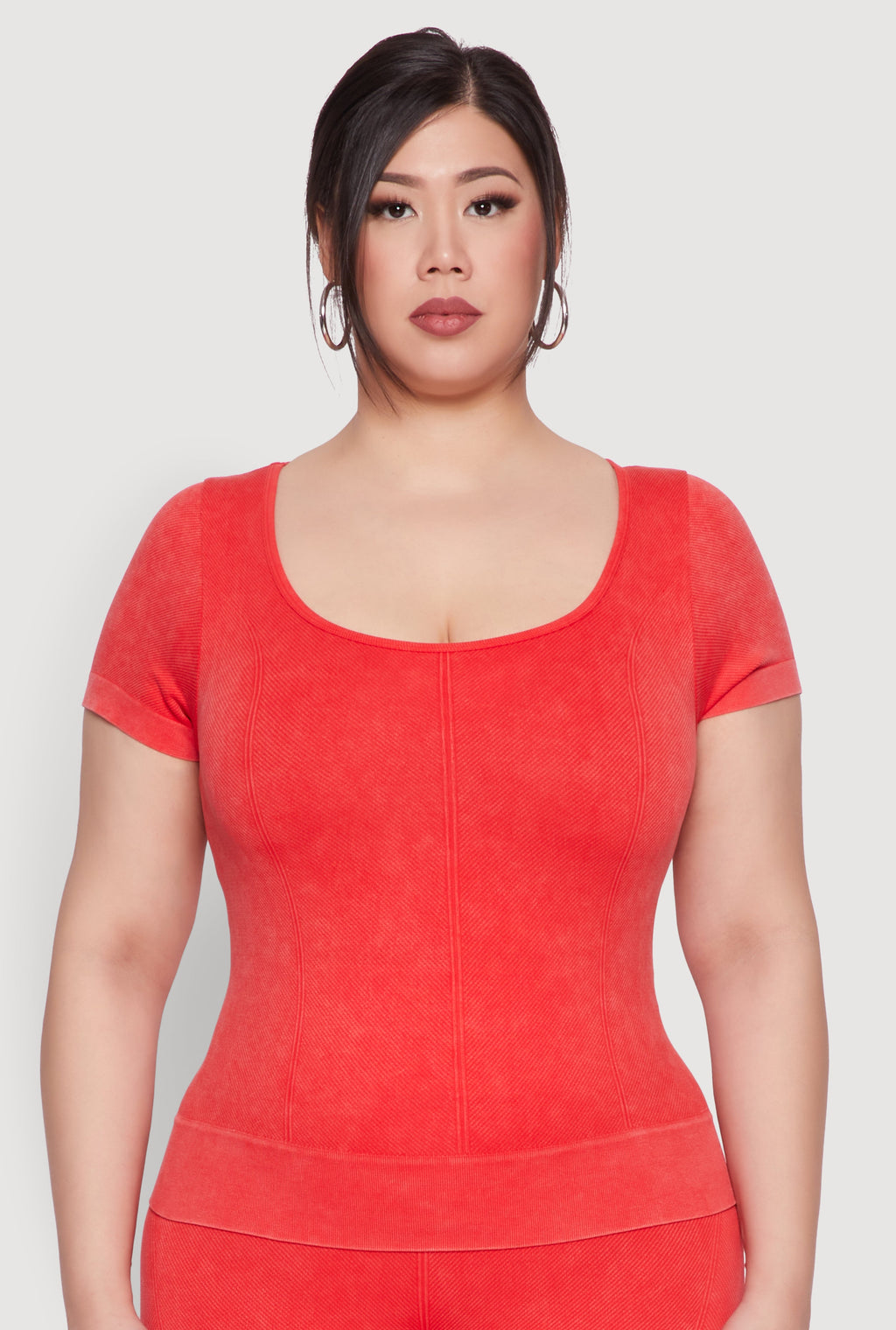 Plus Size Mineral Wash Scoop Neck Tee