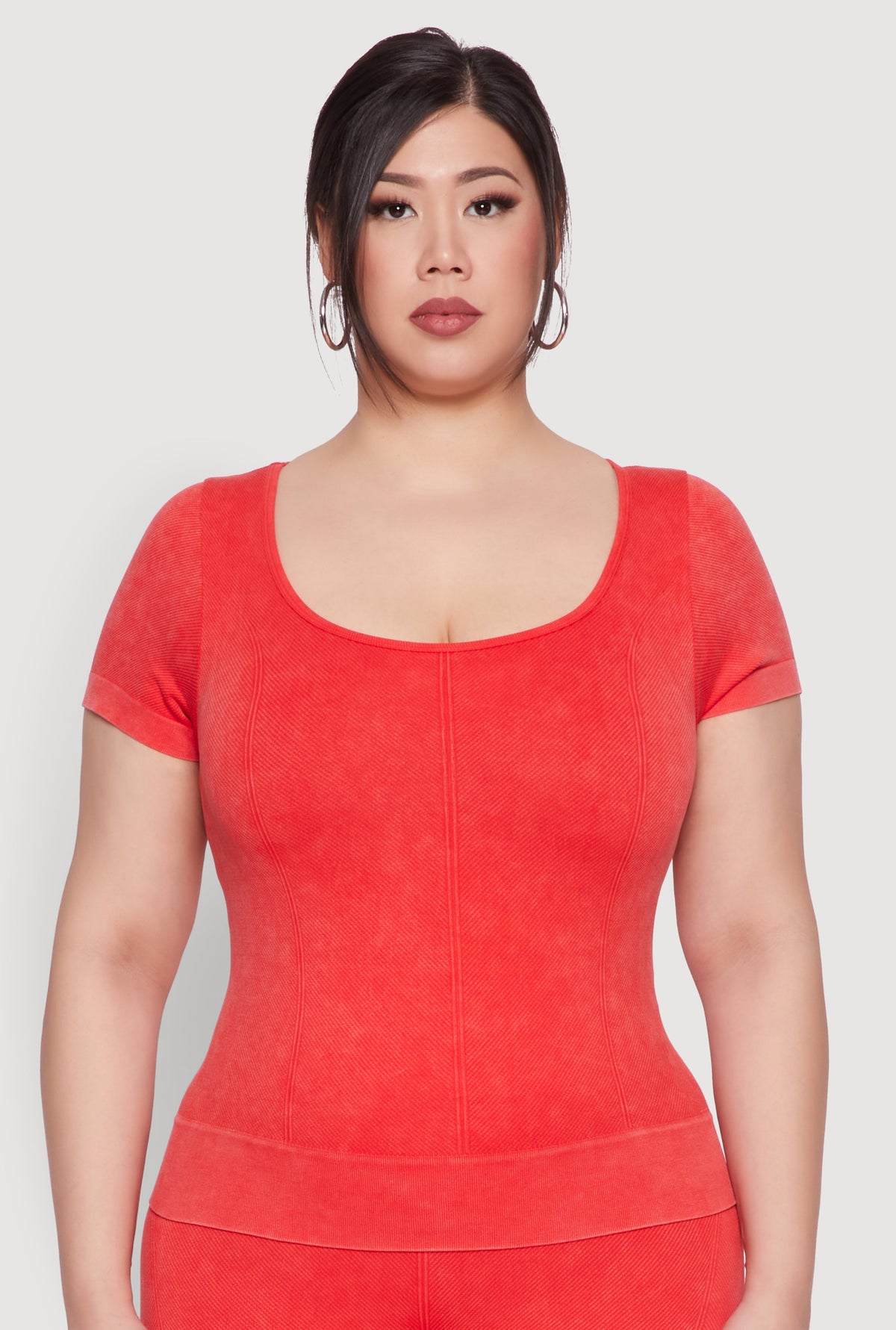 Plus Size Mineral Wash Scoop Neck Tee