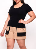 Plus Size Seamless Textured Knit Scoop Neck Tee