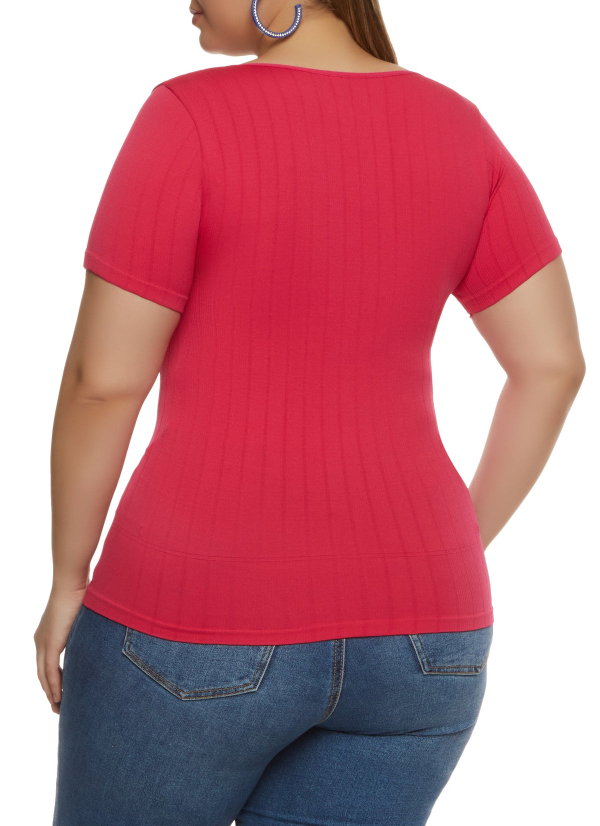 Plus Size Rib Knit Scoop Neck Tee