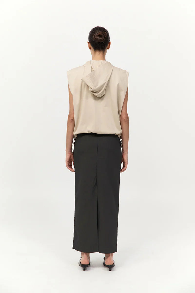 Cotton Sleeveless Parka in Champagne