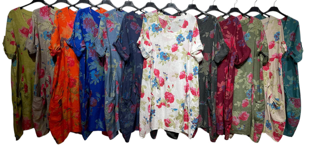 0423 Linen Floral Dress