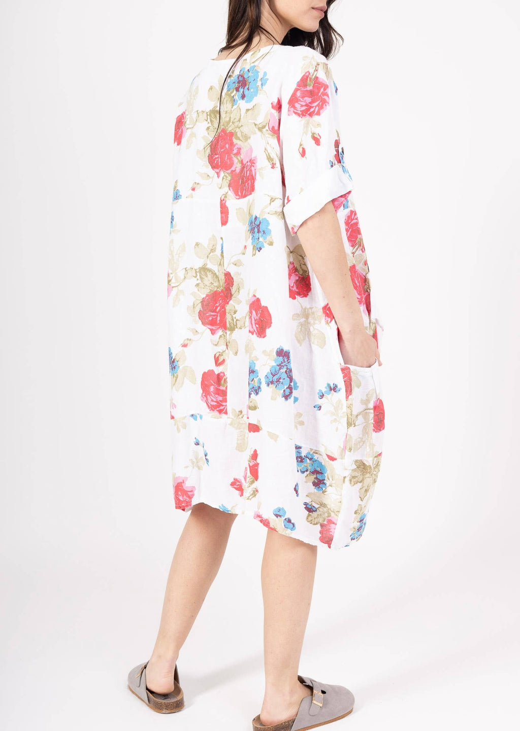 0423 Linen Floral Dress