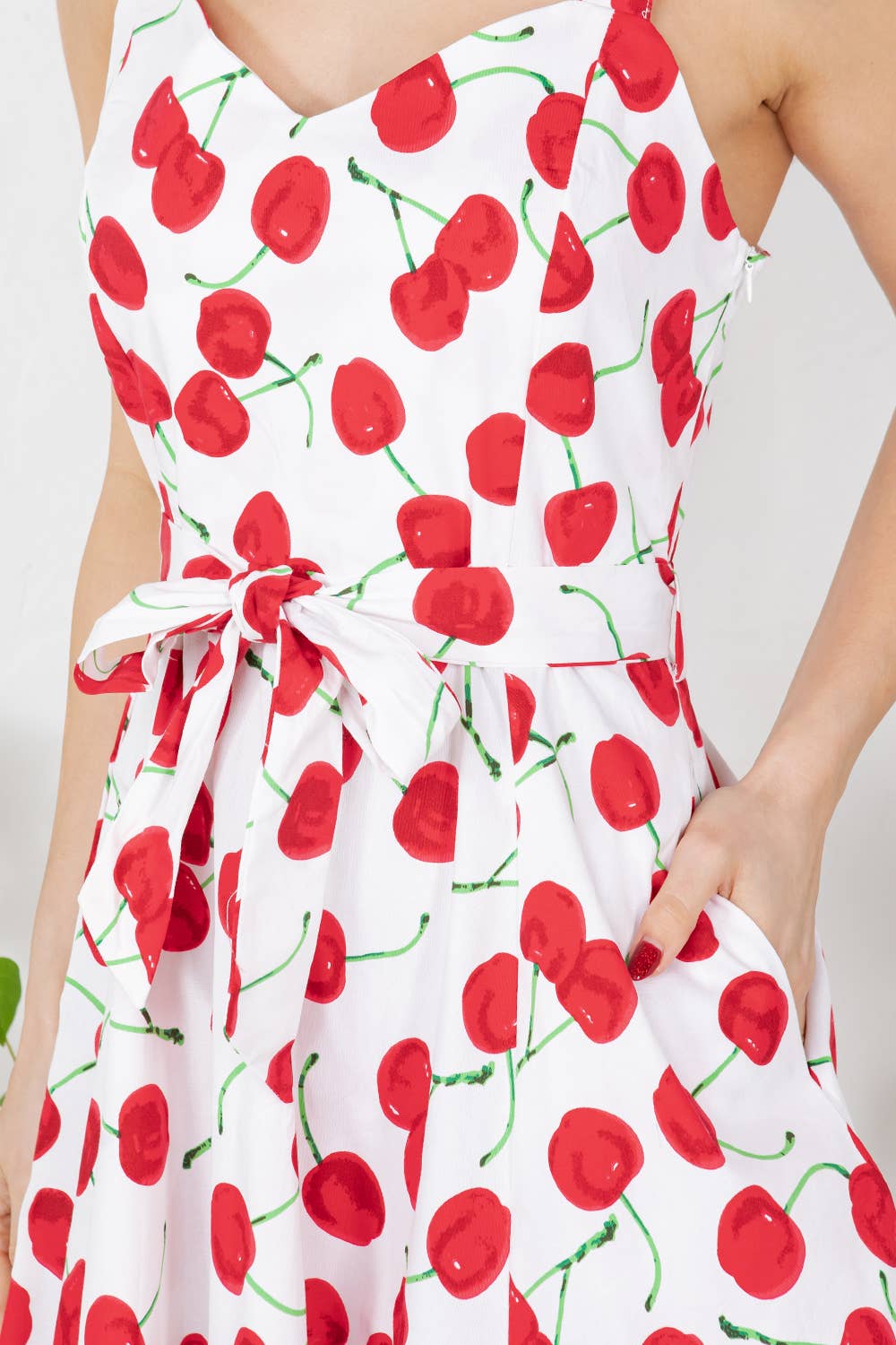 Cherry Print Cotton Sleeveless Dress