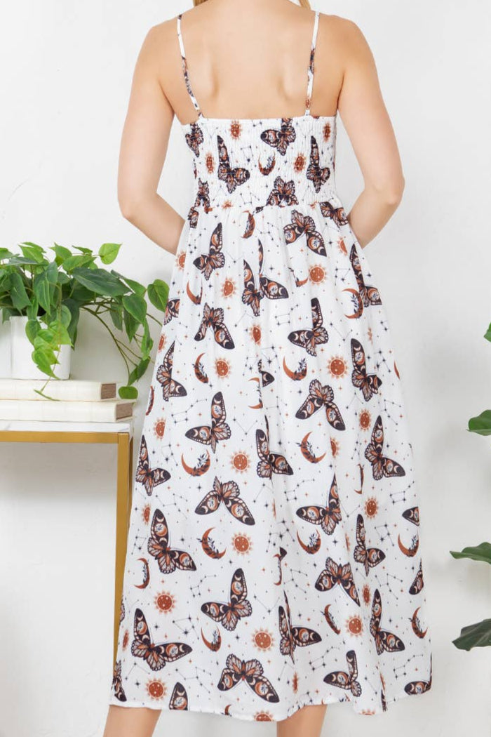 Boho Butterfly Print Cami Maxi Dress