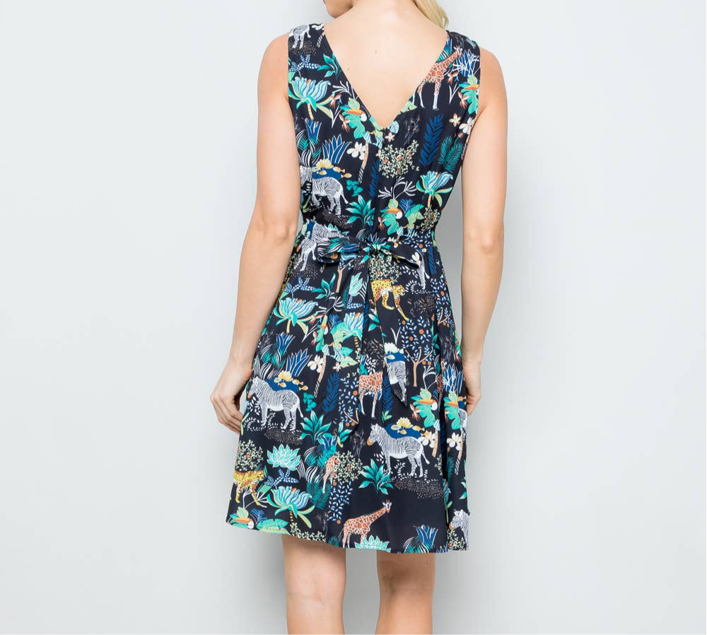 Animal World Print Dress