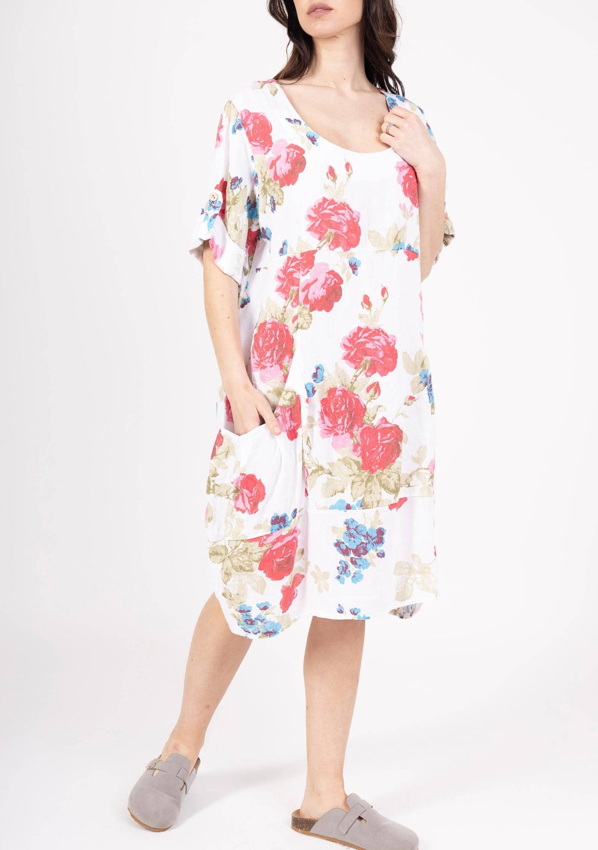 0423 Linen Floral Dress