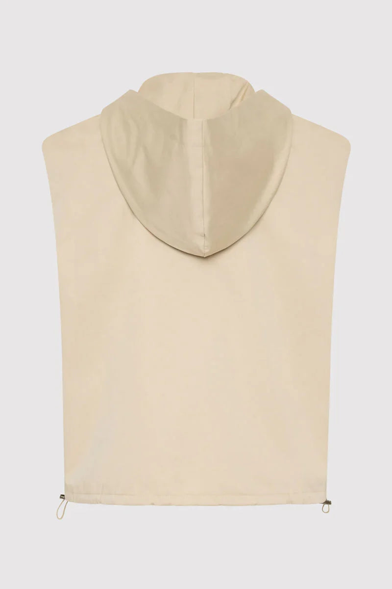 Cotton Sleeveless Parka in Champagne
