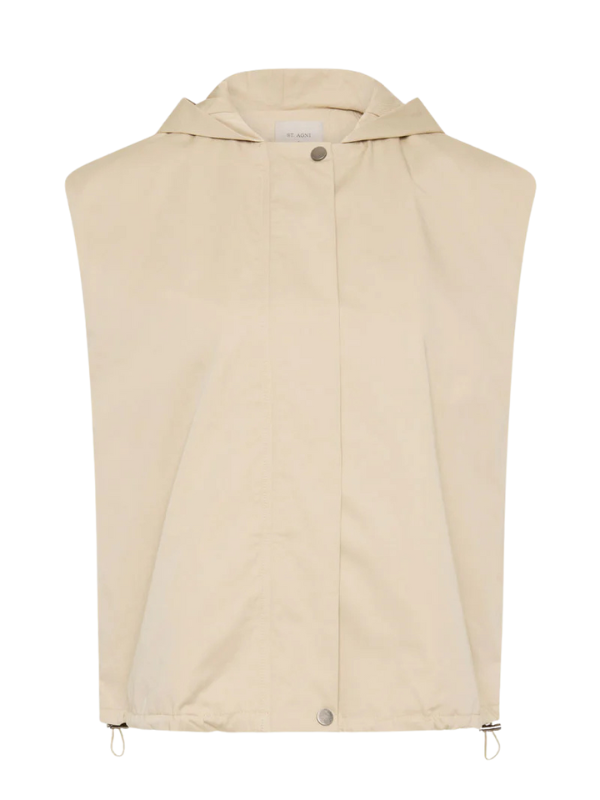 Cotton Sleeveless Parka in Champagne