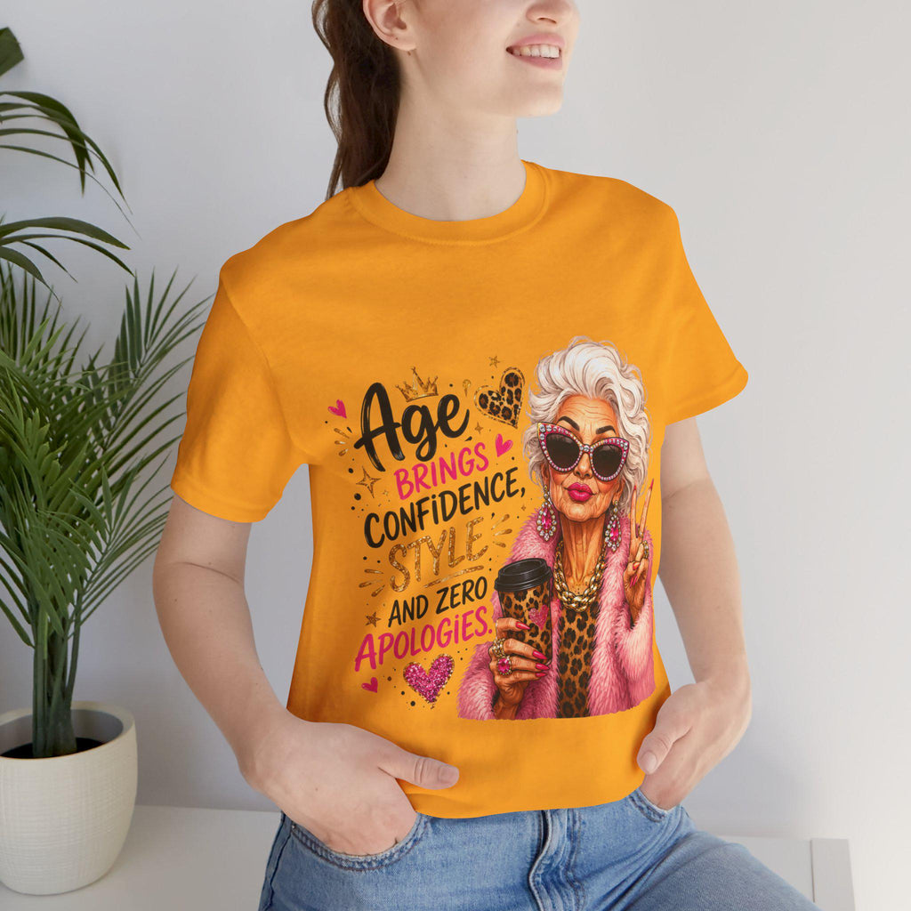 Leopard print grandma t-shirt with rhinestone sunglasses and peace sign