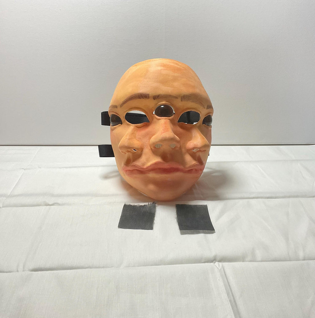 3D printed Backrooms mask weighing about 1 lb with printed iris glass eyes