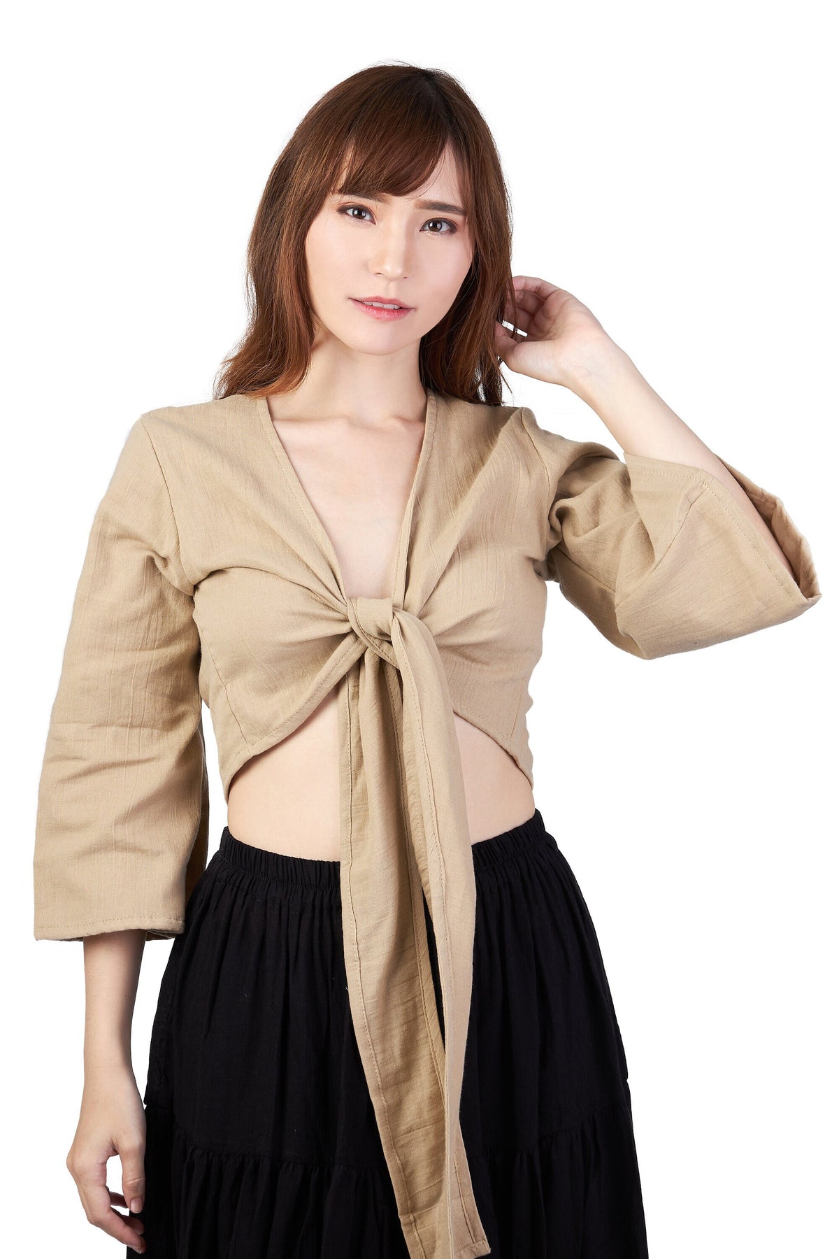 Convertible handmade boho shirt tied at the front