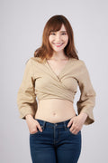 Handmade cotton halter top in beige for summer