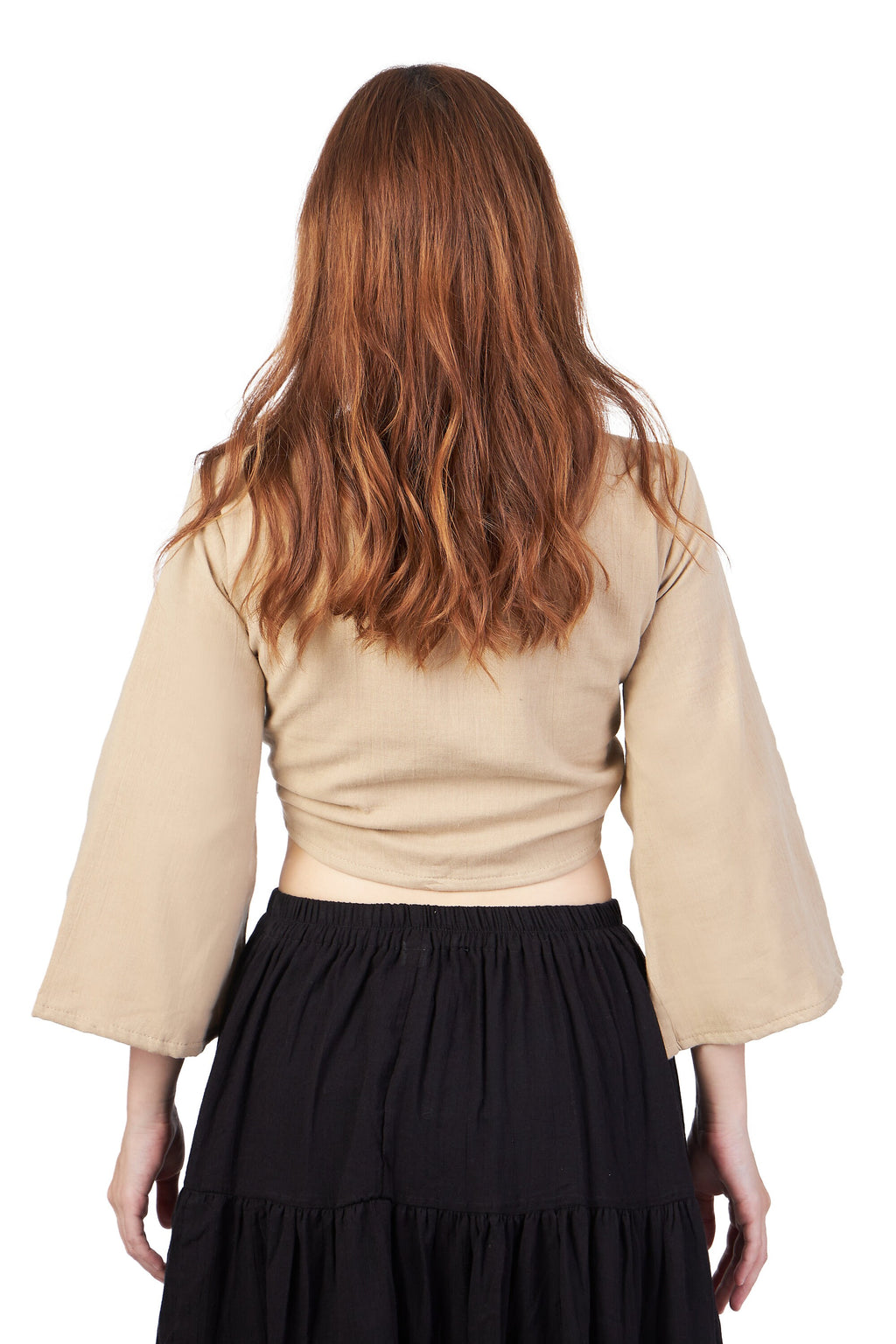 Lightweight beige cotton boho top for hot weather