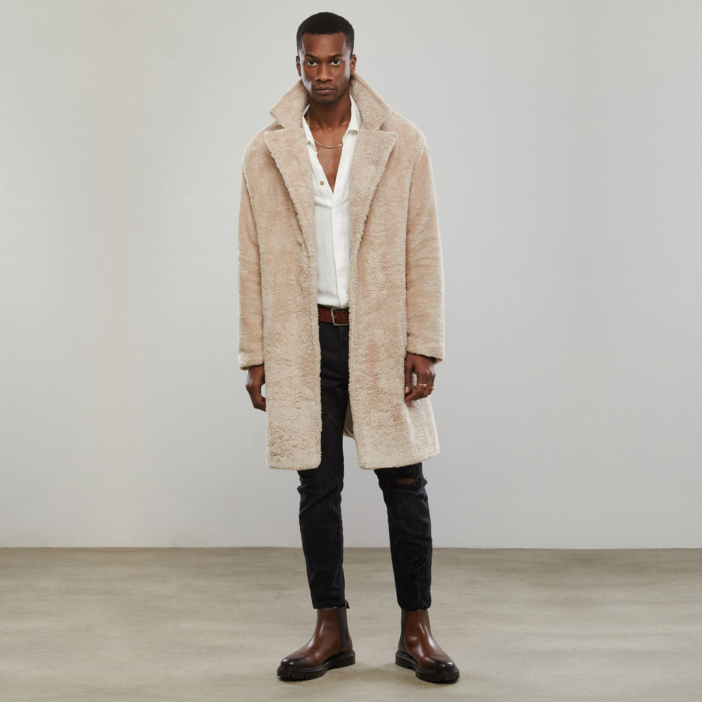 Yellow teddy coat men's loose long winter outerwear