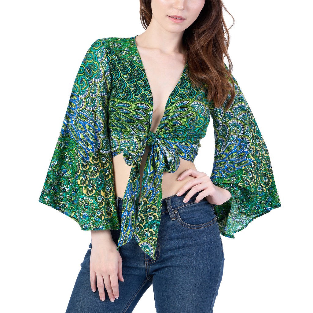 Bohemian wrap top for summer festivals front tie styling