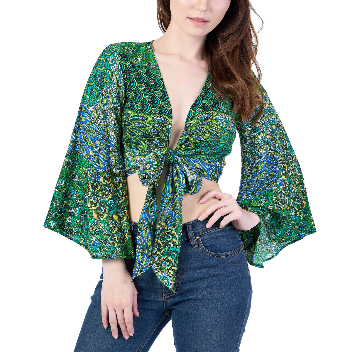 Bohemian wrap top for summer festivals front tie styling