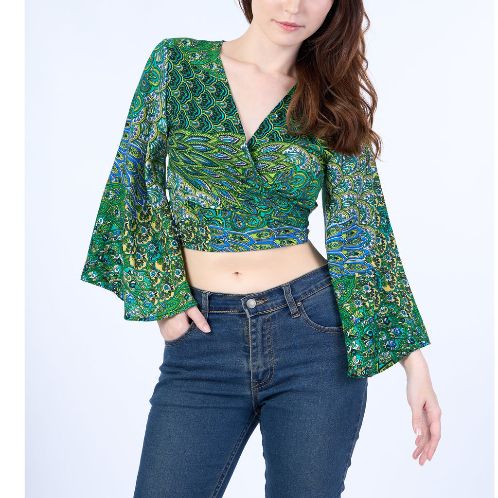 Boho crop top wrap around design for rave outfit