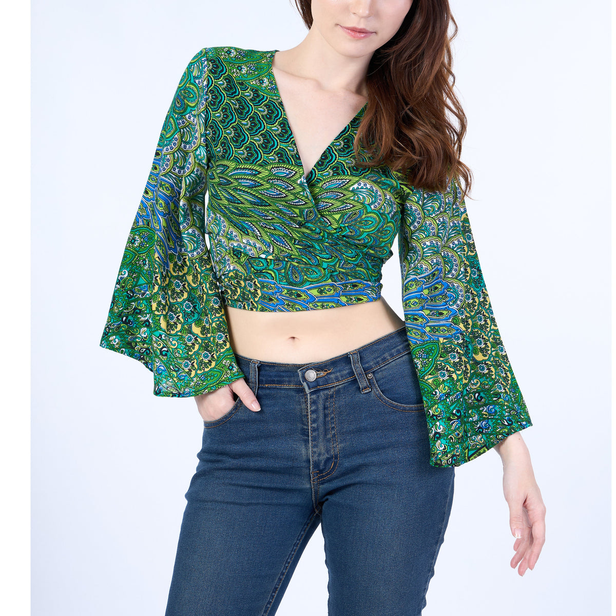 Boho crop top wrap around design for rave outfit