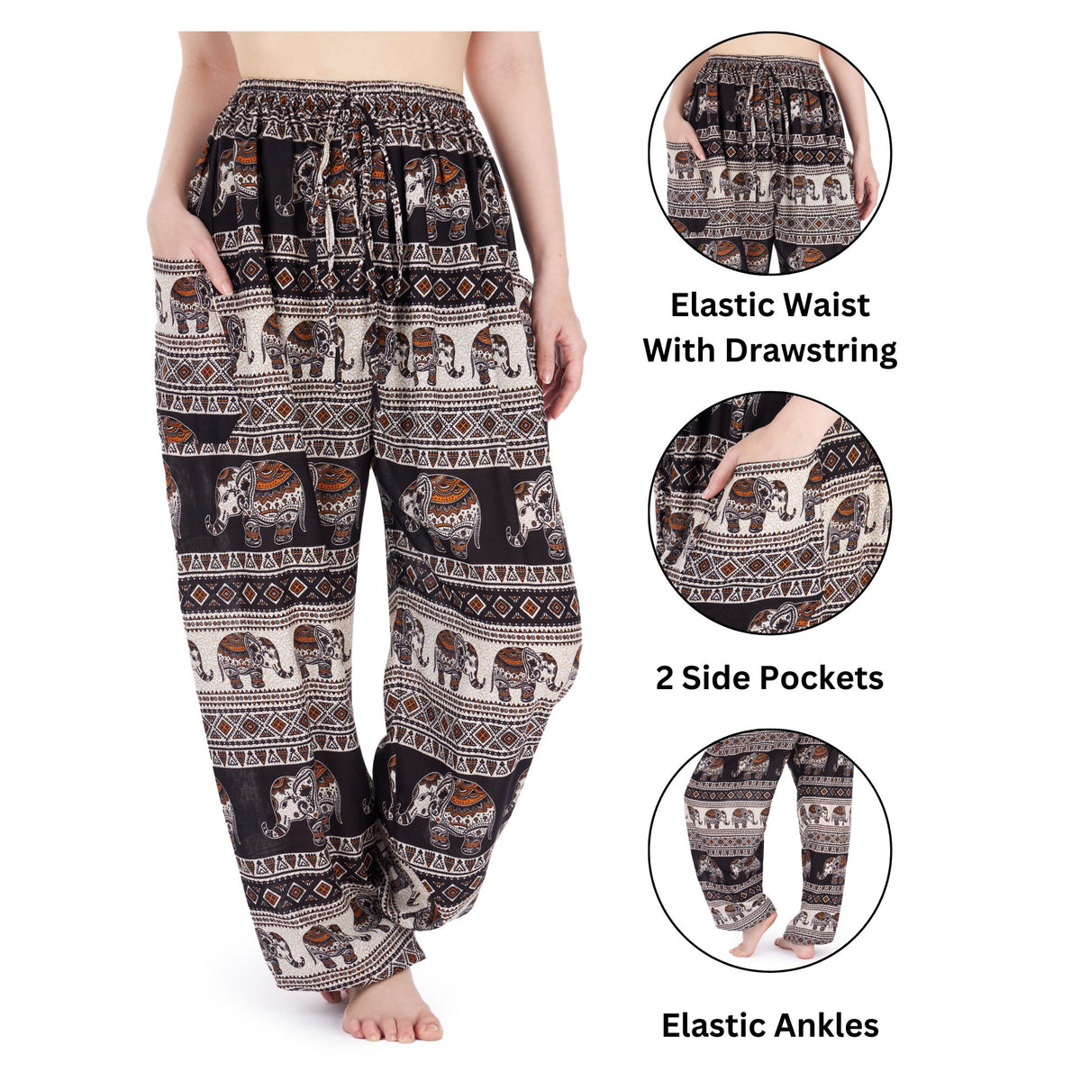 Tribal elephant pants for women, perfect for travel and relaxation