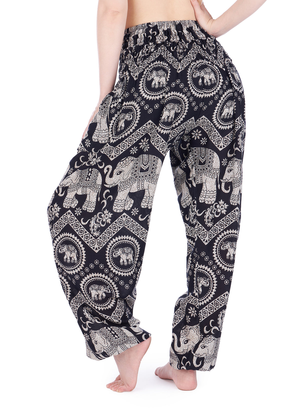 Boho elephant print harem pants in soft rayon material