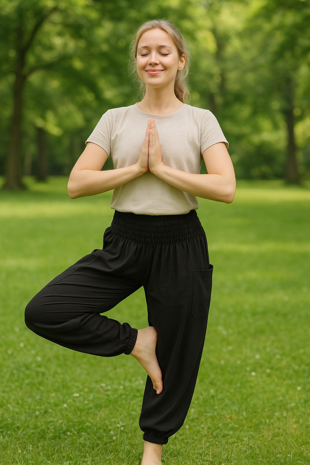 Hippie festival pants for women and men, black balloon style