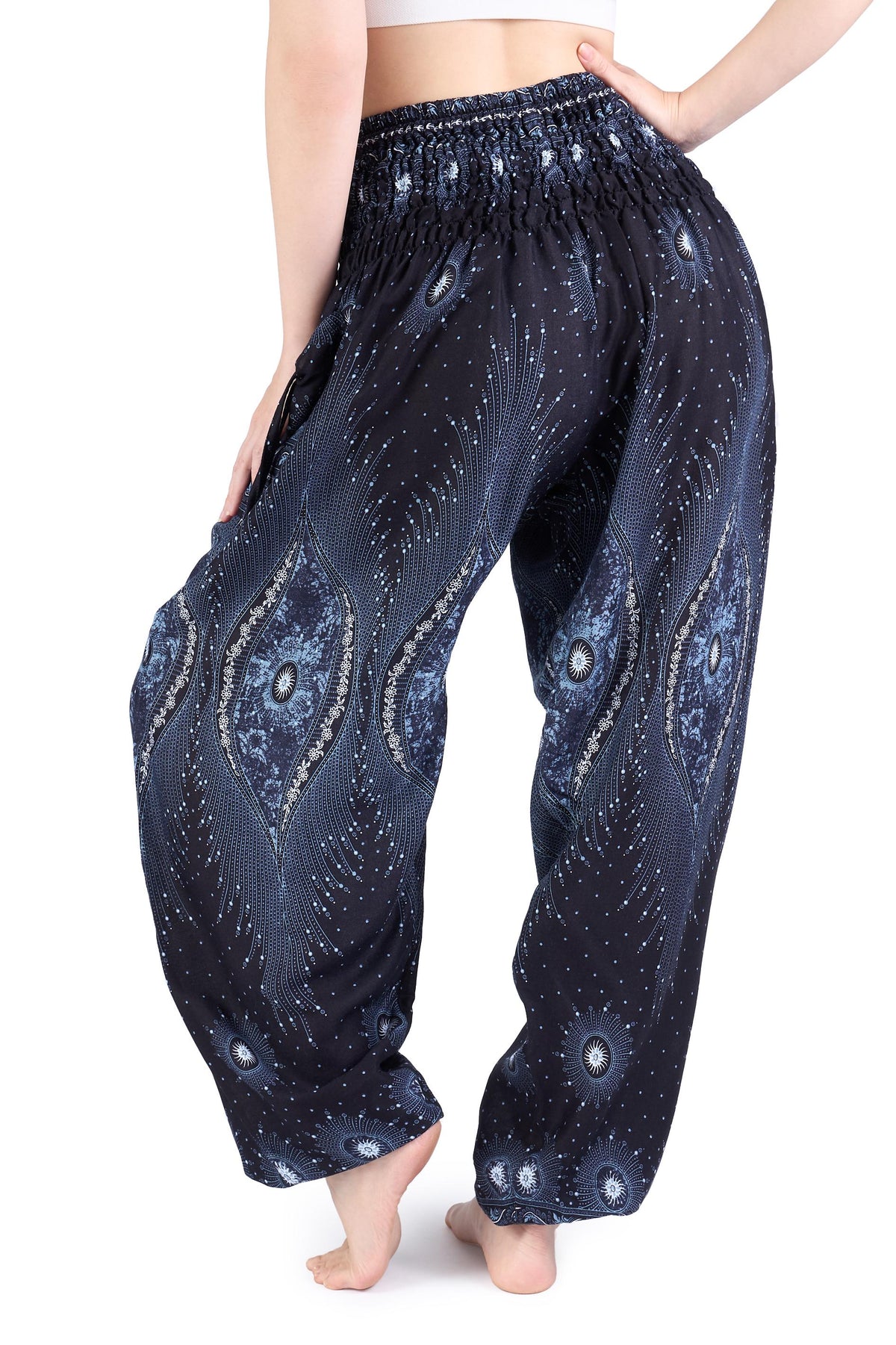 Summer style black harem pants for Burning Man festival outfit
