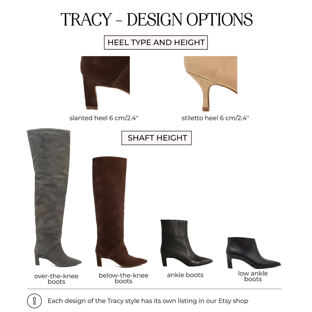 Black Italian leather over-the-knee boots with optional zipper