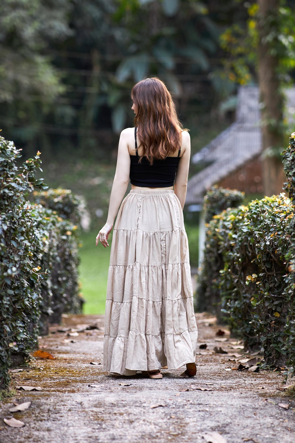 Boho cotton maxi skirt for fall clothes and festival wear