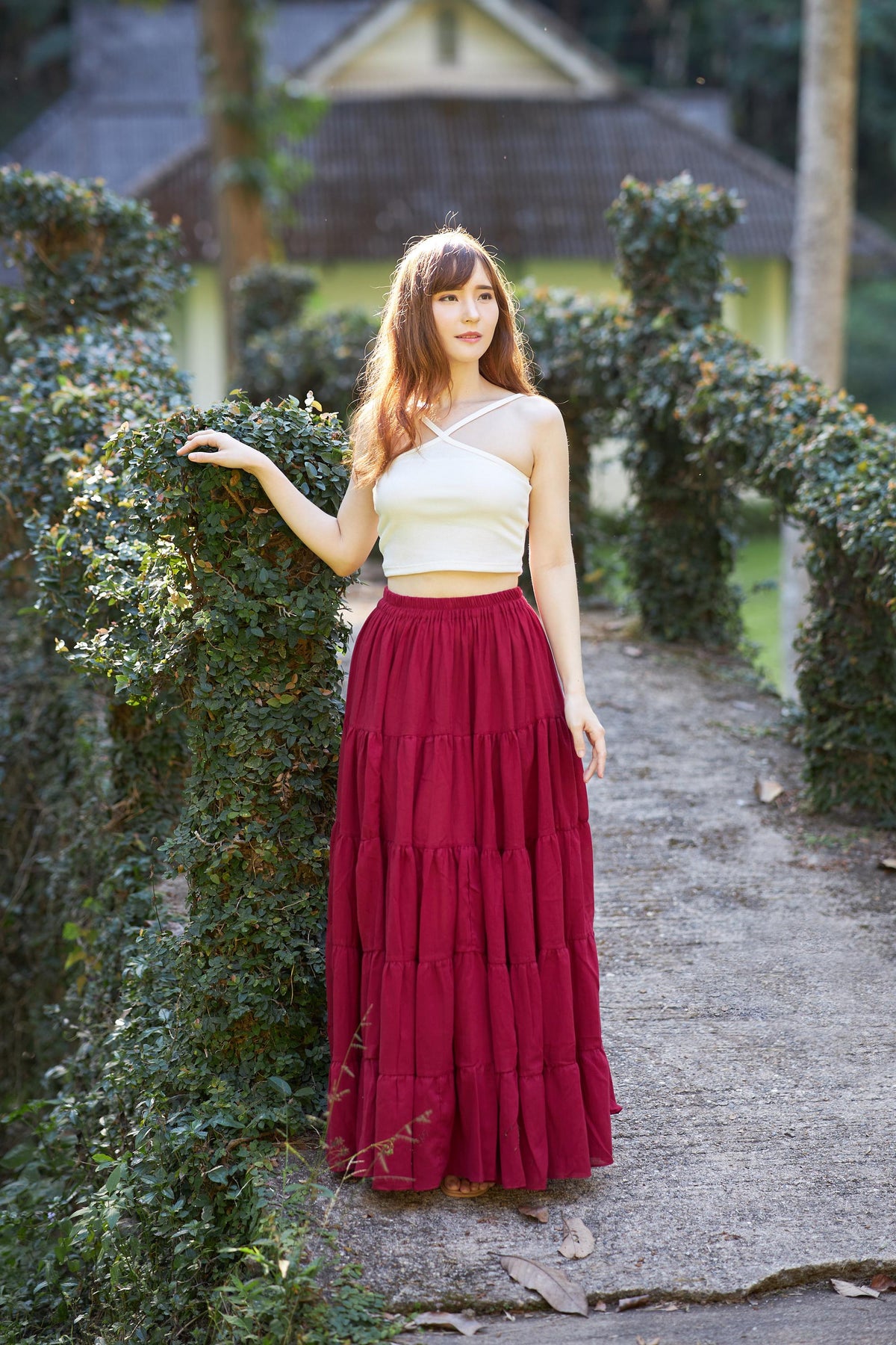 Gothic peasant skirt black flowy long for festival and summer