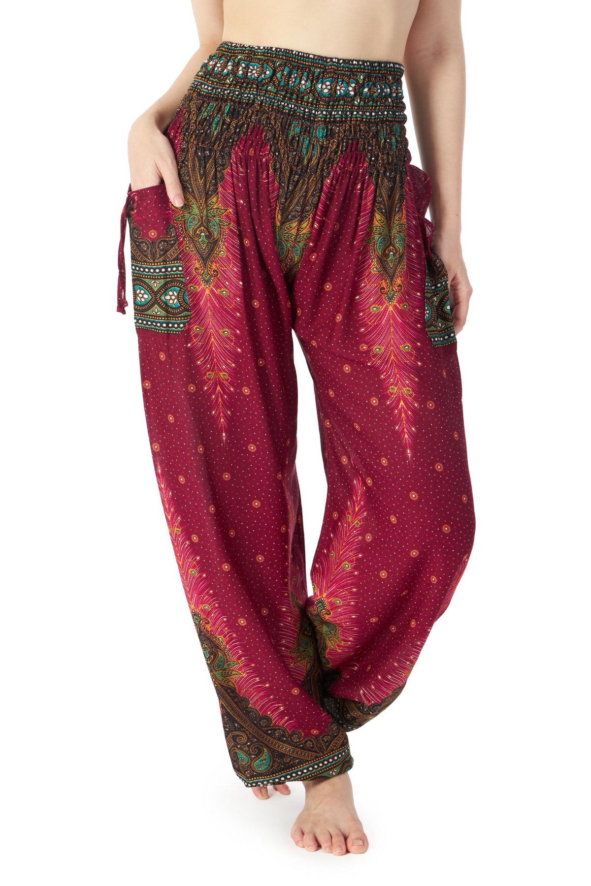 Women's boho chic harem trousers in soft rayon fabric