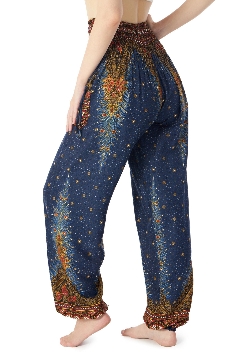 Black peacock yoga trousers with pockets