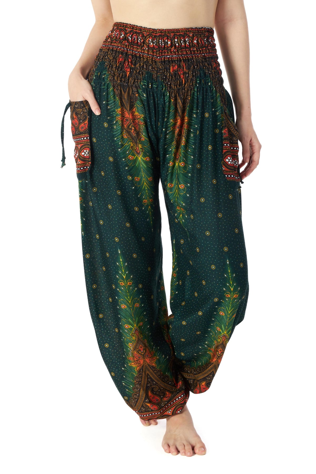 Soft rayon peacock harem pants for lounging