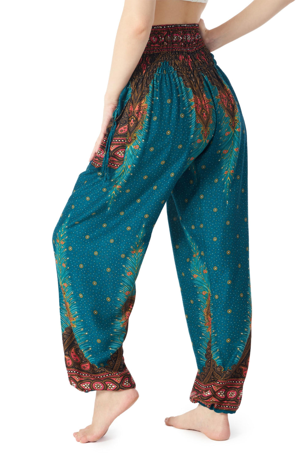 Women's plus size boho harem pants with pockets