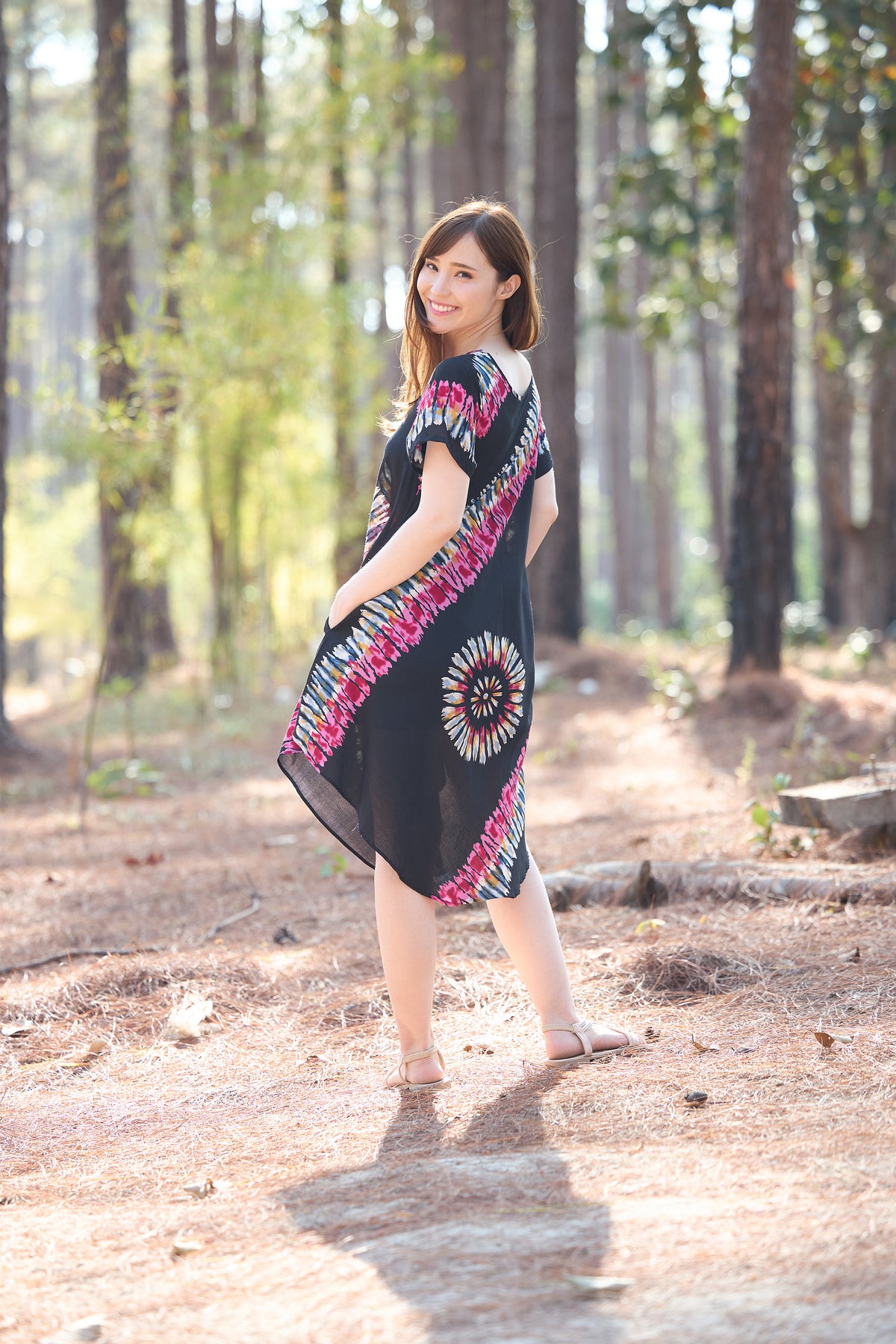 Lightweight breathable rayon dress in black for summer beach outings