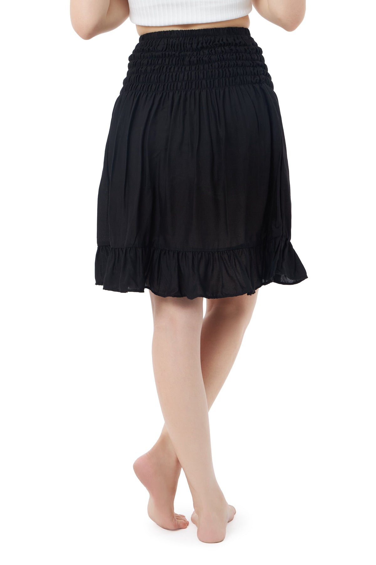 Women's black rayon skirt for summer festivals and beach days