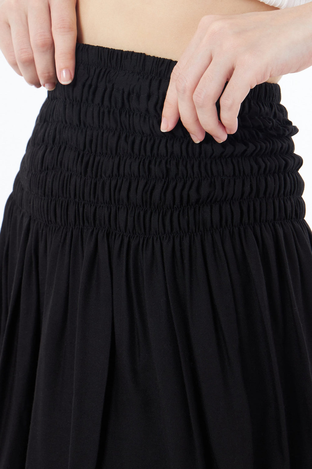 Handmade black skater skirt with solid print and lightweight fabric