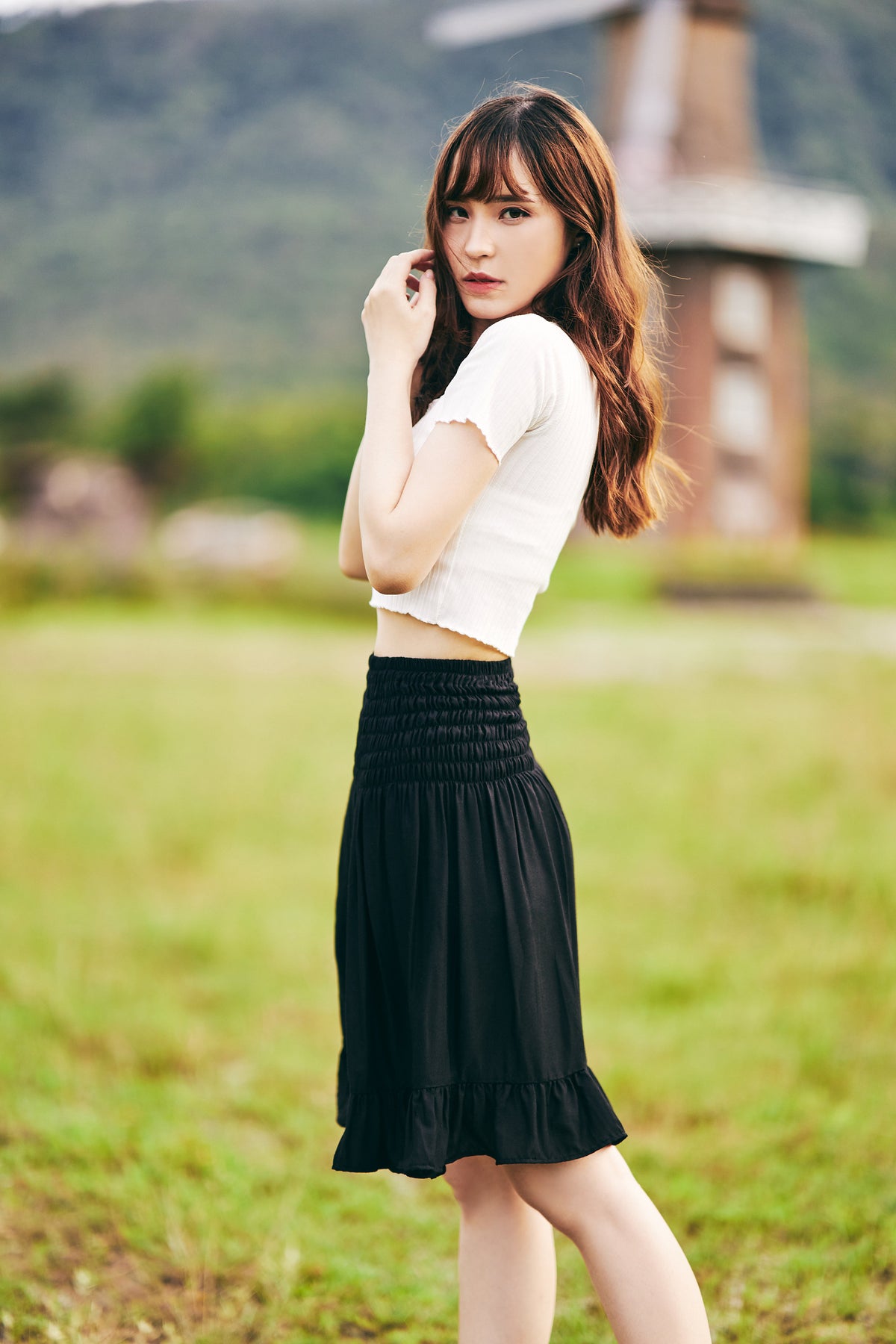 Black ruffle skirt for festival wear and casual summer styling