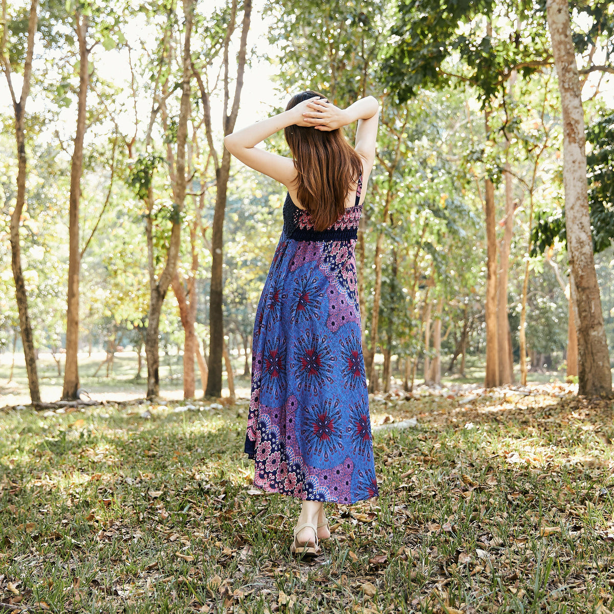 Handmade hippie clothes dark blue crochet top dress for festivals