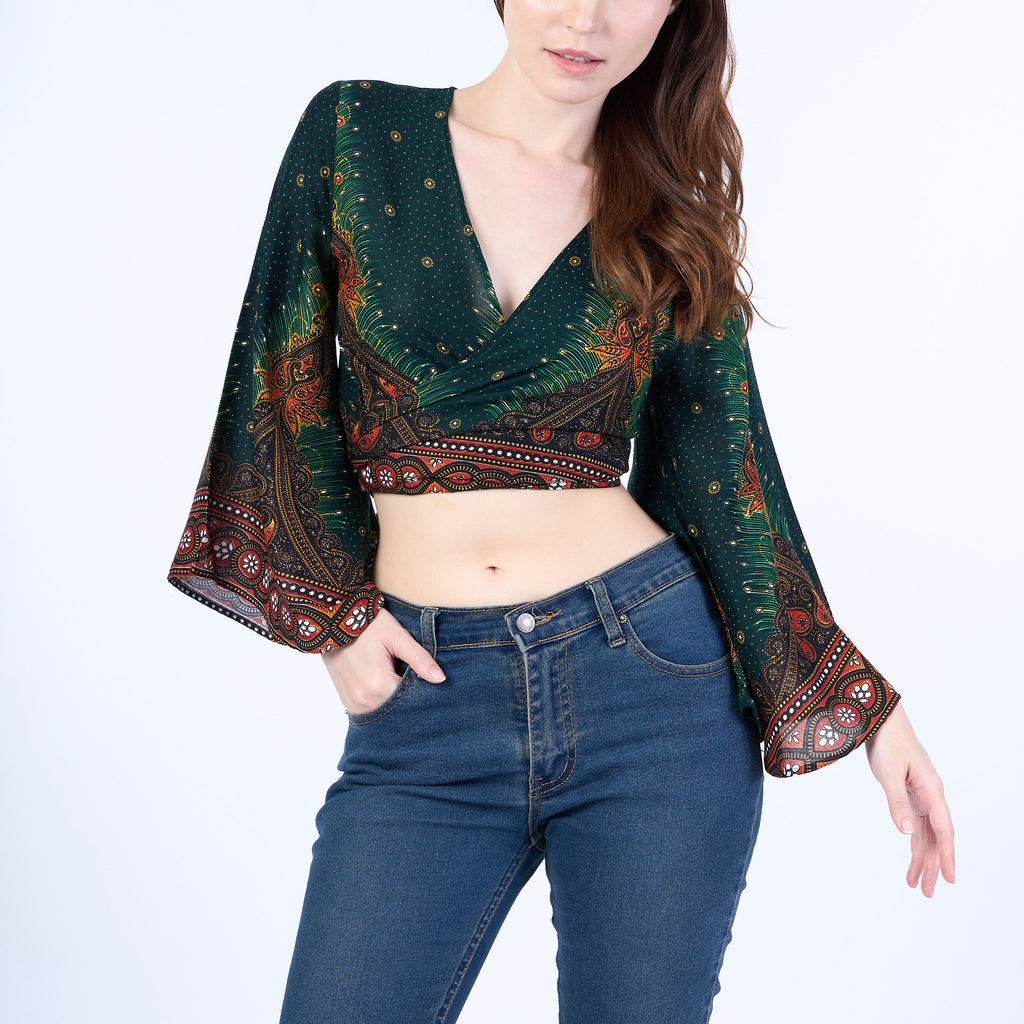 Gypsy style wrap top with adjustable front or back tie