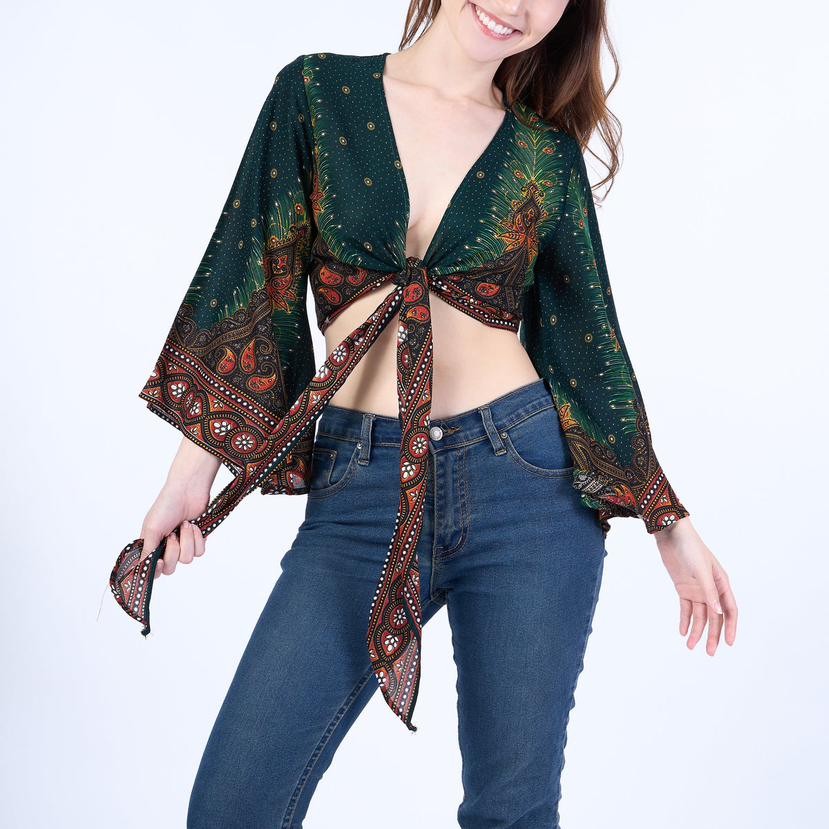 Handmade boho wrap blouse for summer and hot weather
