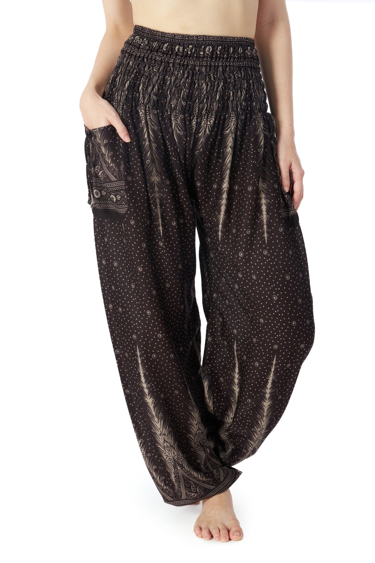 Women's hippie yoga trousers with two large pockets
