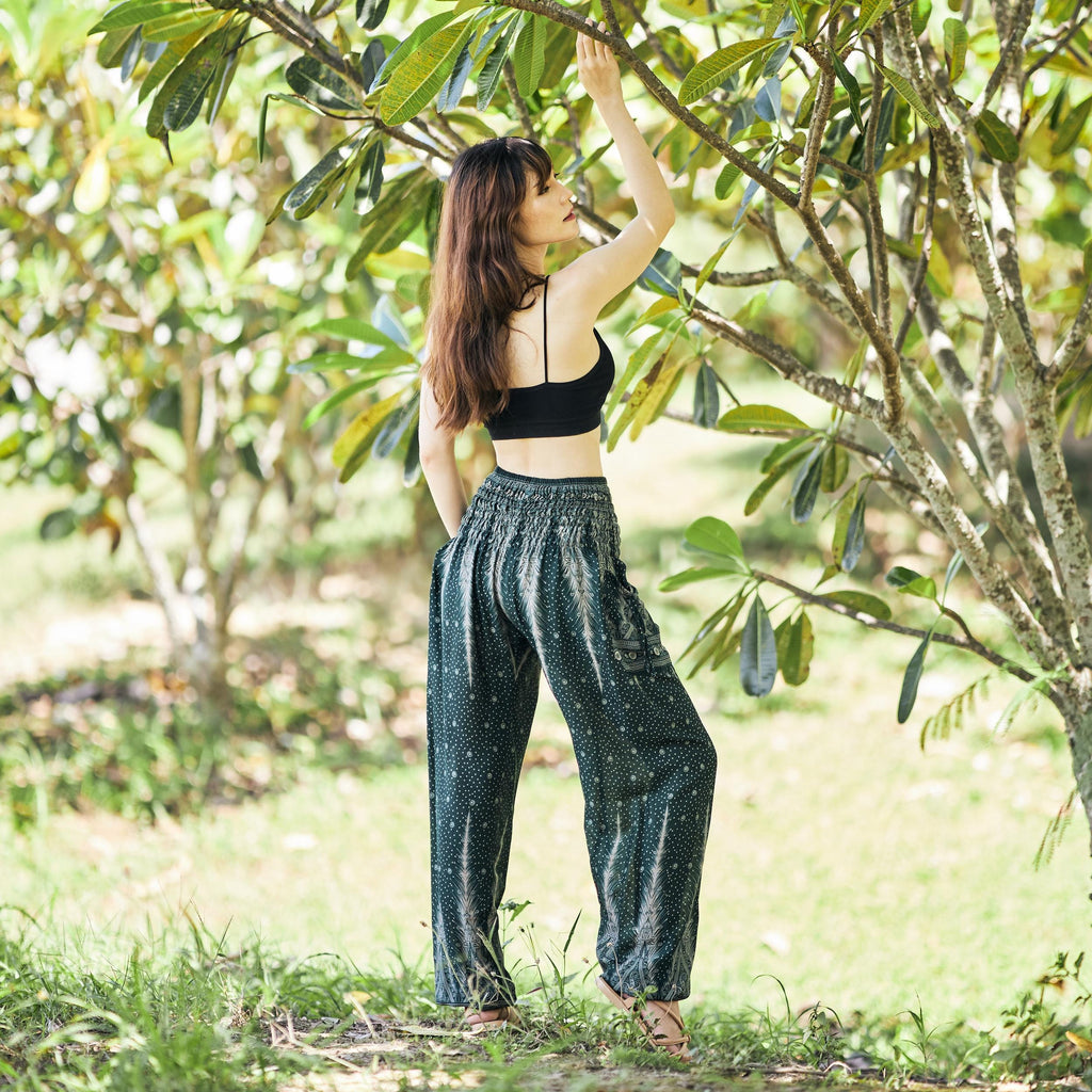 Lightweight hippie lady trousers for yoga instructor